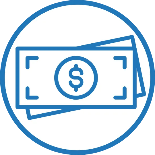 Ícone de dinheiro, simbolizando rapidez e segurança no empréstimo Olindacred